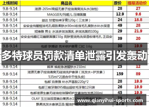 多特球员罚款清单泄露引发轰动